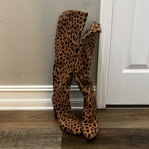 Antonio Melani. Style Calmma. Cheetah print. Knee high heeled boots.